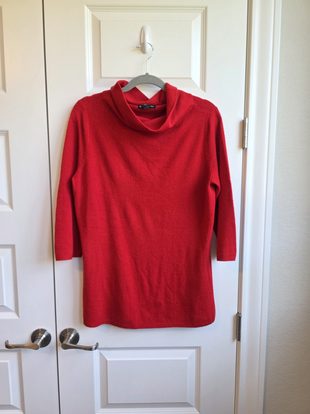 New York & Company XL Red Cowl Neck Tunic Sweater 3/4 Sleeve